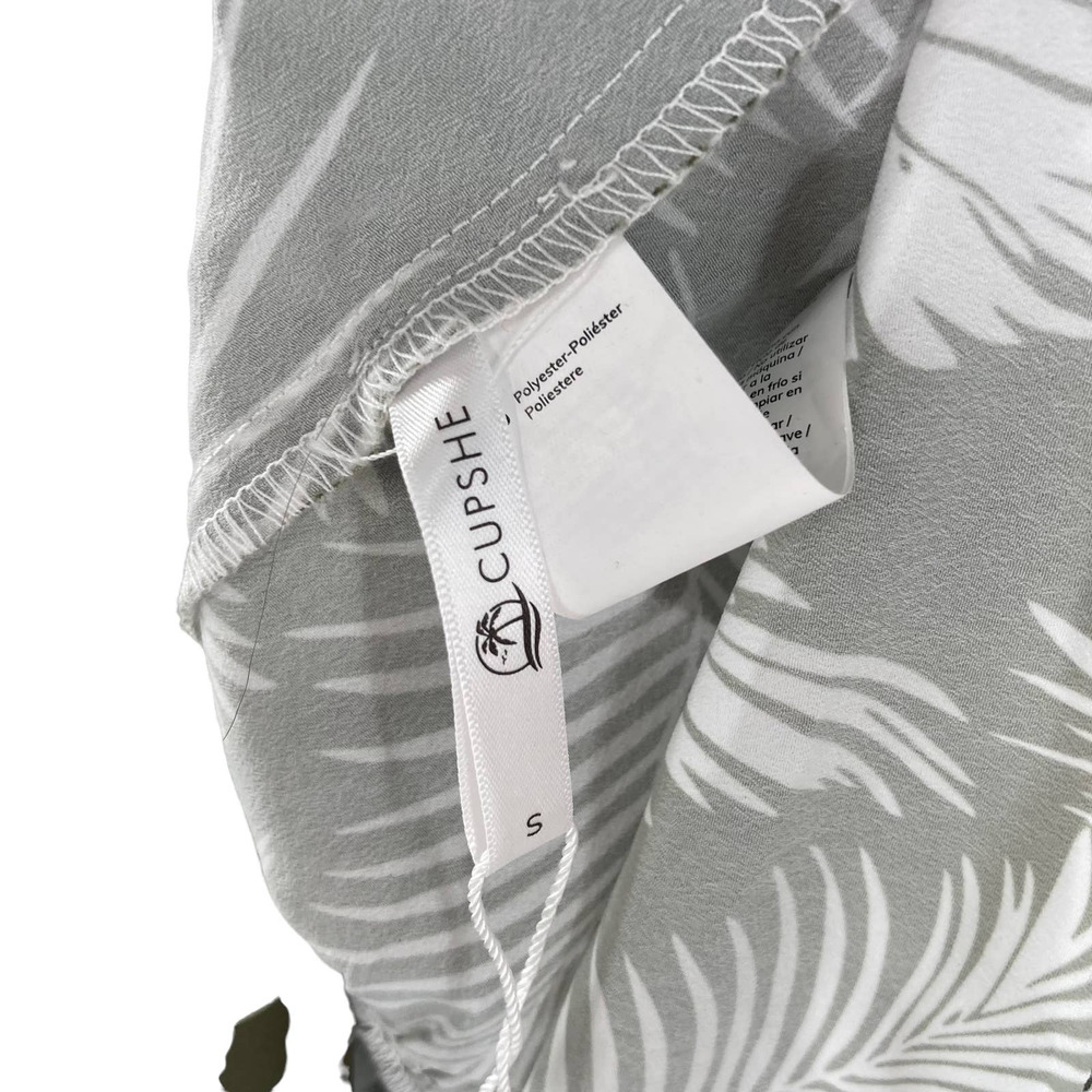 Cupshe Wrap Palm Print Ruffle Green Dress Swim Cover Up Dress - Picture 4 of 5